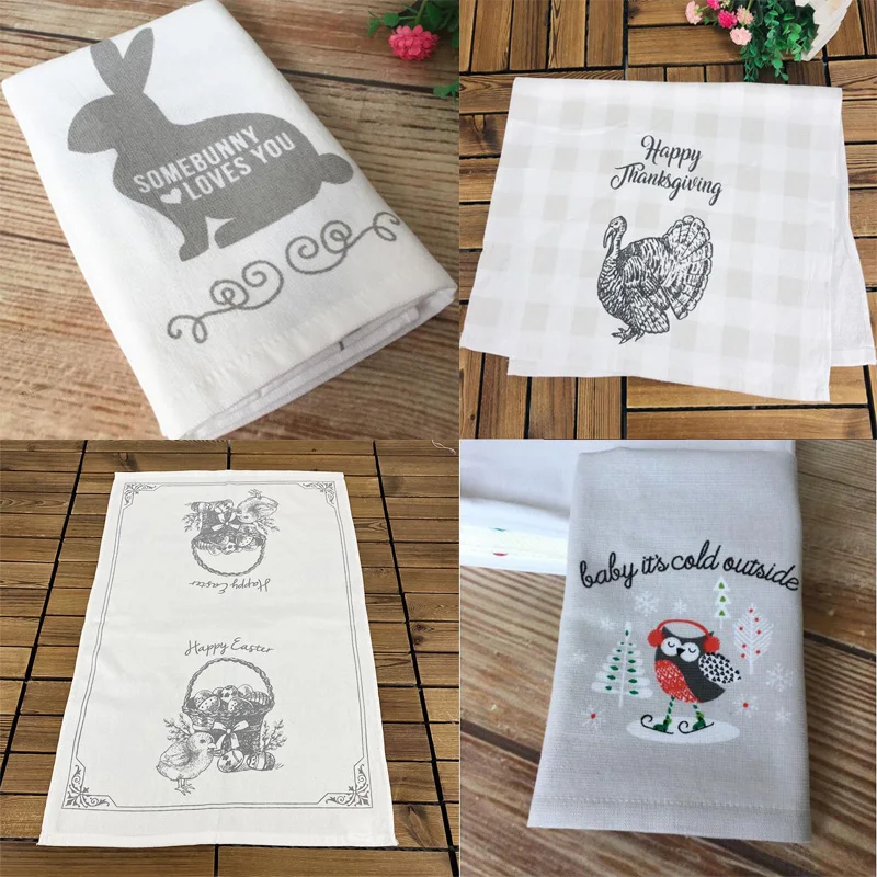 1 шт. 70x45 см параболическая Полотенца хлопковое кухонное полотенце печатных Чай