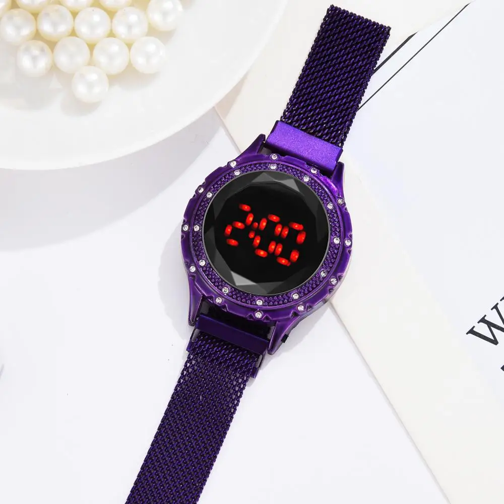 

Luxury Digital Women Bracelet Magnetic Watches Red LED Dial Ladies Dress Quartz Clock Ladies Wrist Watch relogio feminino
