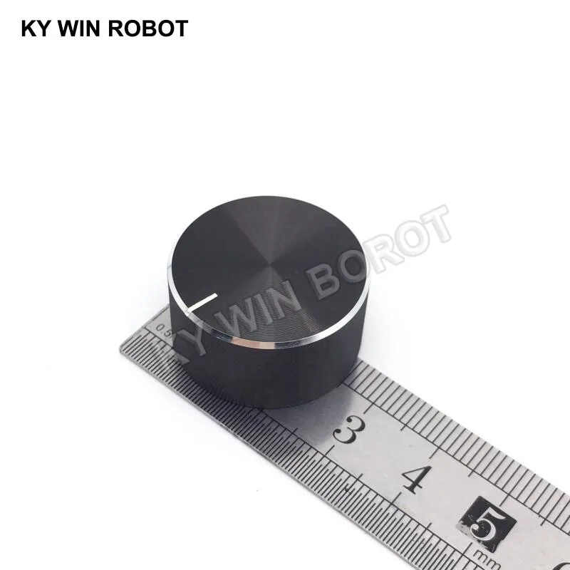 1 pcs 25x13mm 6mm Shaft Hole Aluminum Alloy Potentiometer Knob Black (D-axis)