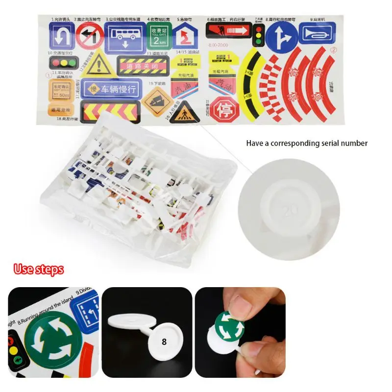 

Drop Ship. 56 pcs/set DIY Model Scene Toy Road Sign Traffic Sign
