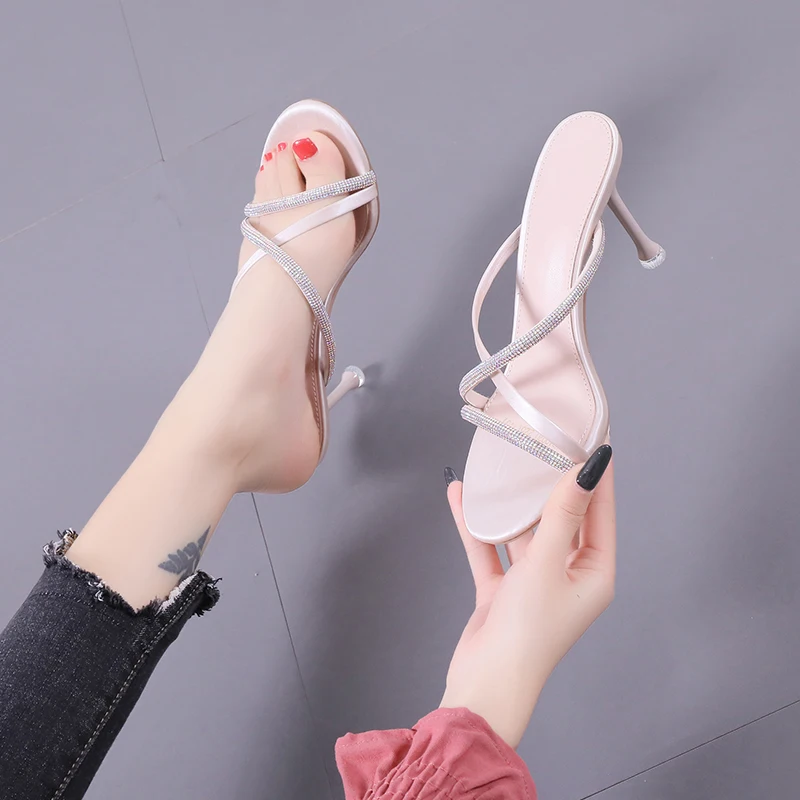 

Summer Rhinestone Sexy Thin Heels Sandals Open Toe Women Heels