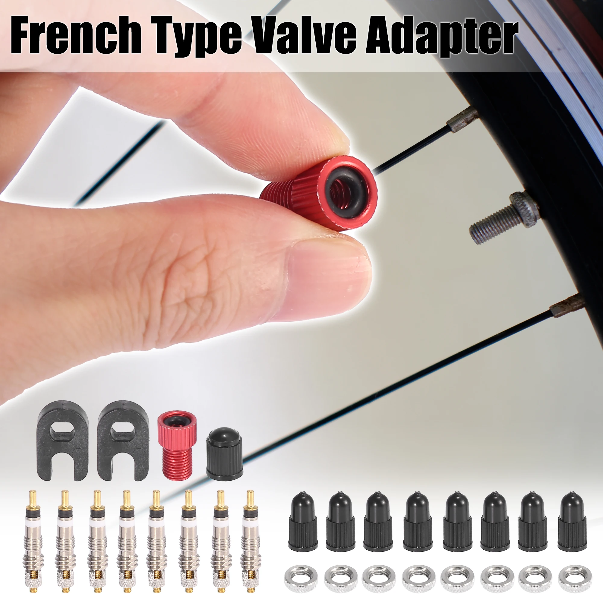 

Uxcell 28pcs French Type Valve Air Inflator Adapter F/V Valve Core Converter With Washers For Bicycle Road Bike Tire Valve