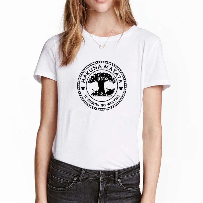 Showtly Hakuna Matata Women Harajuku Ullzang the lion king T-shirt Femme Homme Summer Tshirt Fashion Top Tee Female T Shirt
