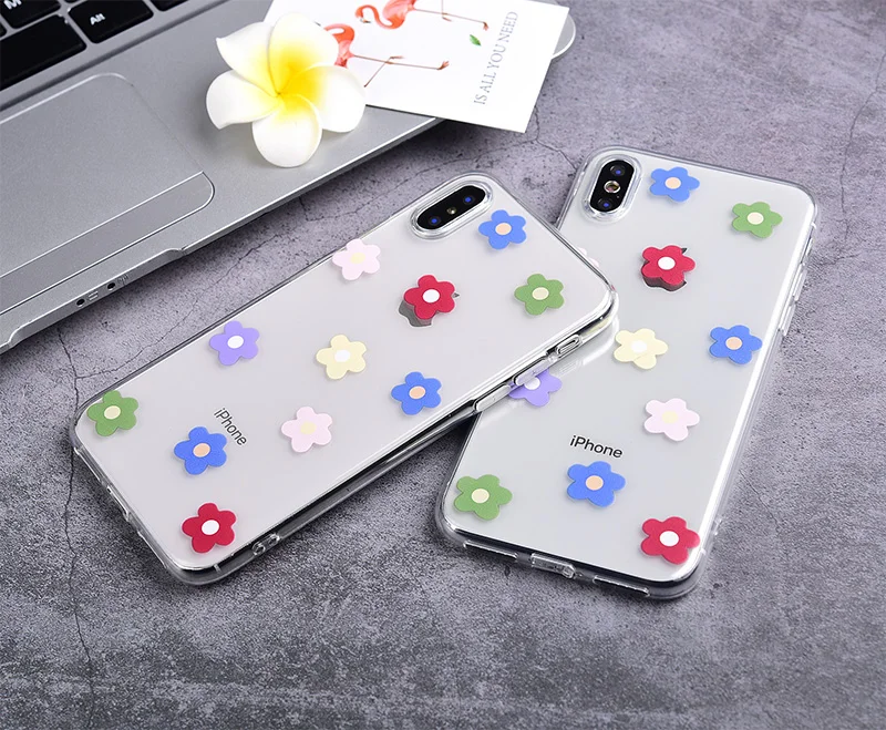 Роскошный разноцветный мягкий прозрачный чехол из ТПУ с пятиугольными цветами