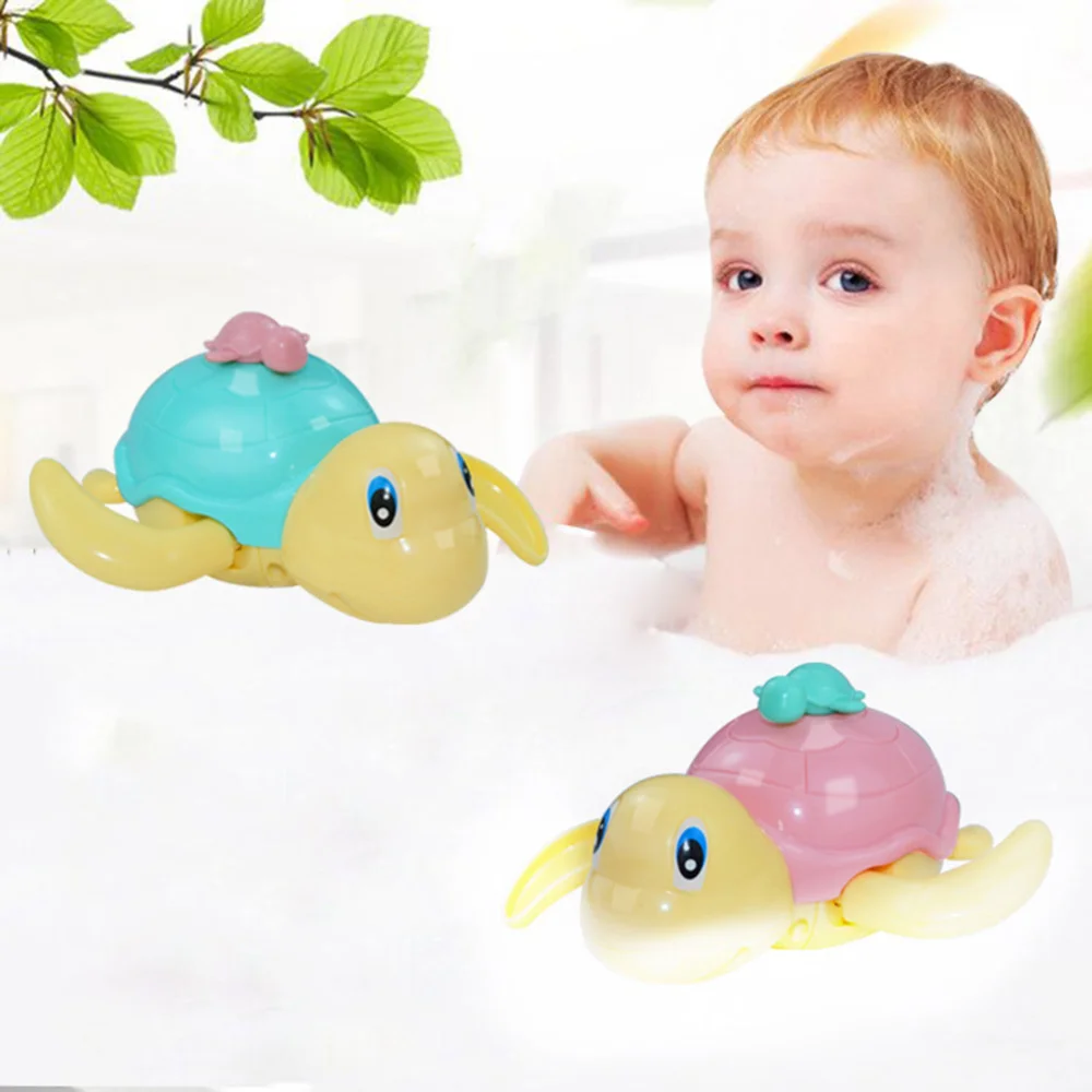 

2pcs Baby Animal Bathing Clockwork Little Turtle Baby Funny Bathing Water Playing Bath Time Toys (Random Color)