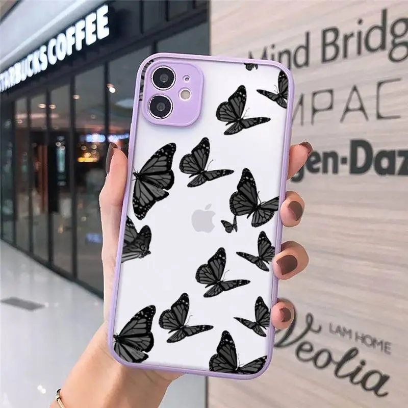 

Vintage Butterfly Fashion art luxury Phone Case funda matte transparent For iphone 7 8 11 12 plus mini x xs xr pro max cover