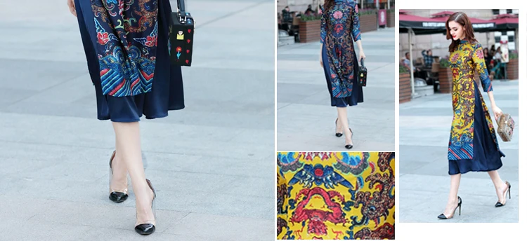 Cheongsam вьетнамские женщины среднего возраста Аутентичные Длинные Элегантные