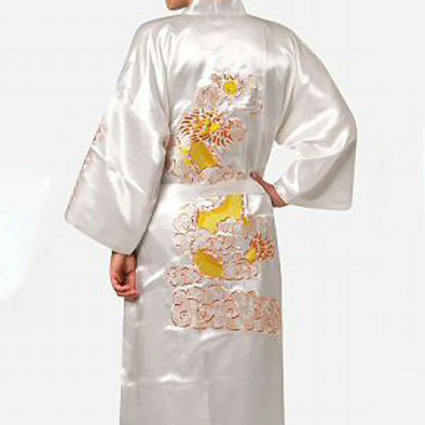 

7colors Traditional Japanese Kimono Emboridery Dragon Robe Men Nightgown Yukata Sleepwear Satin Men's Quimono Samurai Male