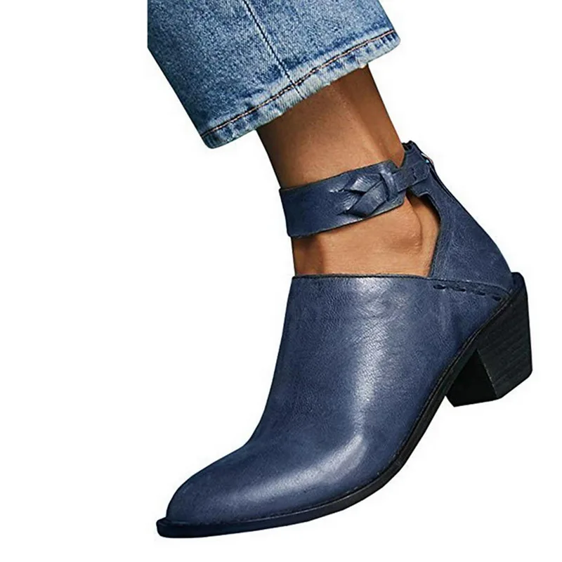 Disputent/женские кожаные ботинки с пряжкой и ремешком на молнии|Женские полусапожки|