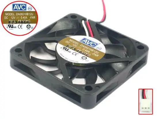 Вентилятор охлаждения для дальнего сервера AVC DA06010B12U DC 12 В 0.4A 60x60x10 мм 3-проводной