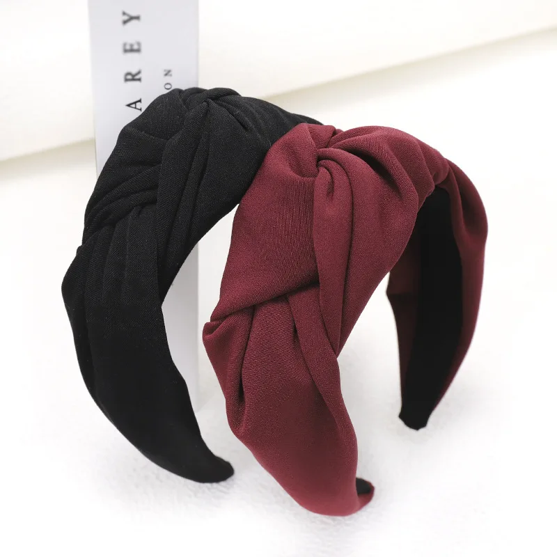 

2020 Vintage Solid Cloth Knot Bezel Hairband For Women Turban Headband Girls Hair Accessories Clips Opaska Do Wlosow Headwear