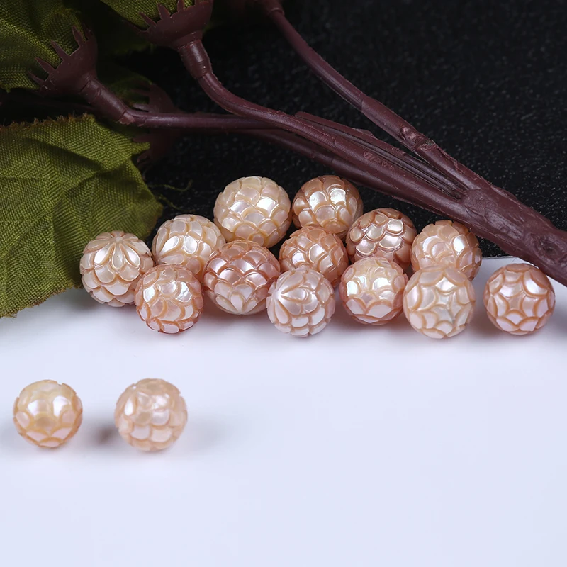 

Factory selling 10-11mm freshwater Peach carve tahitian pearls in loose pearl
