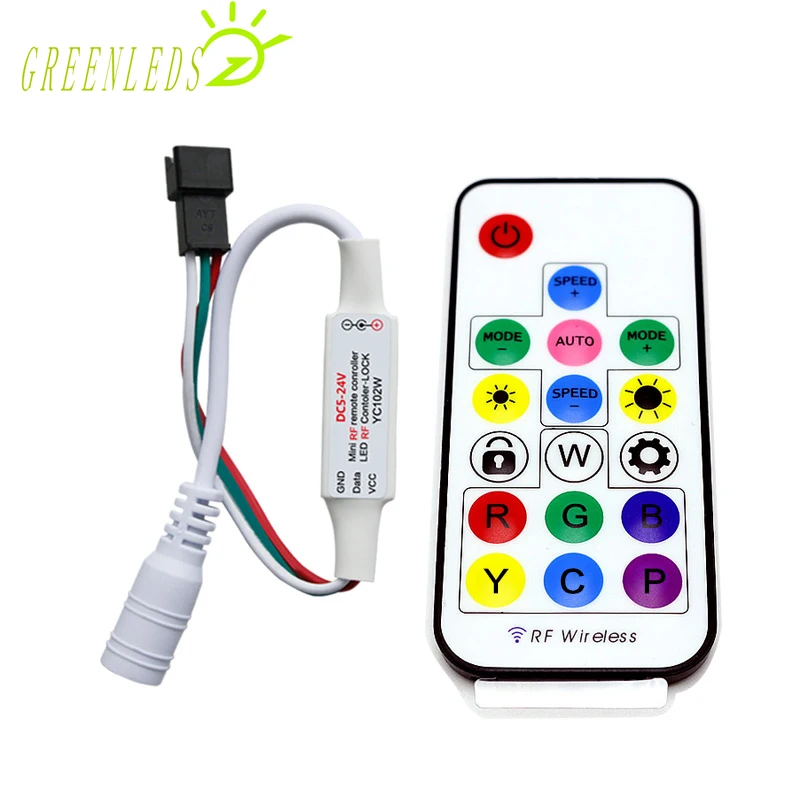 Контроллер LED Pixel RGB RF17Keys пульт дистанционного управления JM-HC-17KEY DC5-24V 2048 точек
