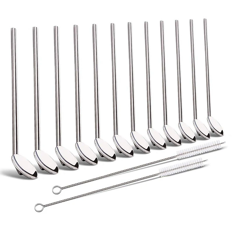 Многоразовые соломинки для питья 12 Упаковка нержавеющая сталь Соломинки 8 дюймов
