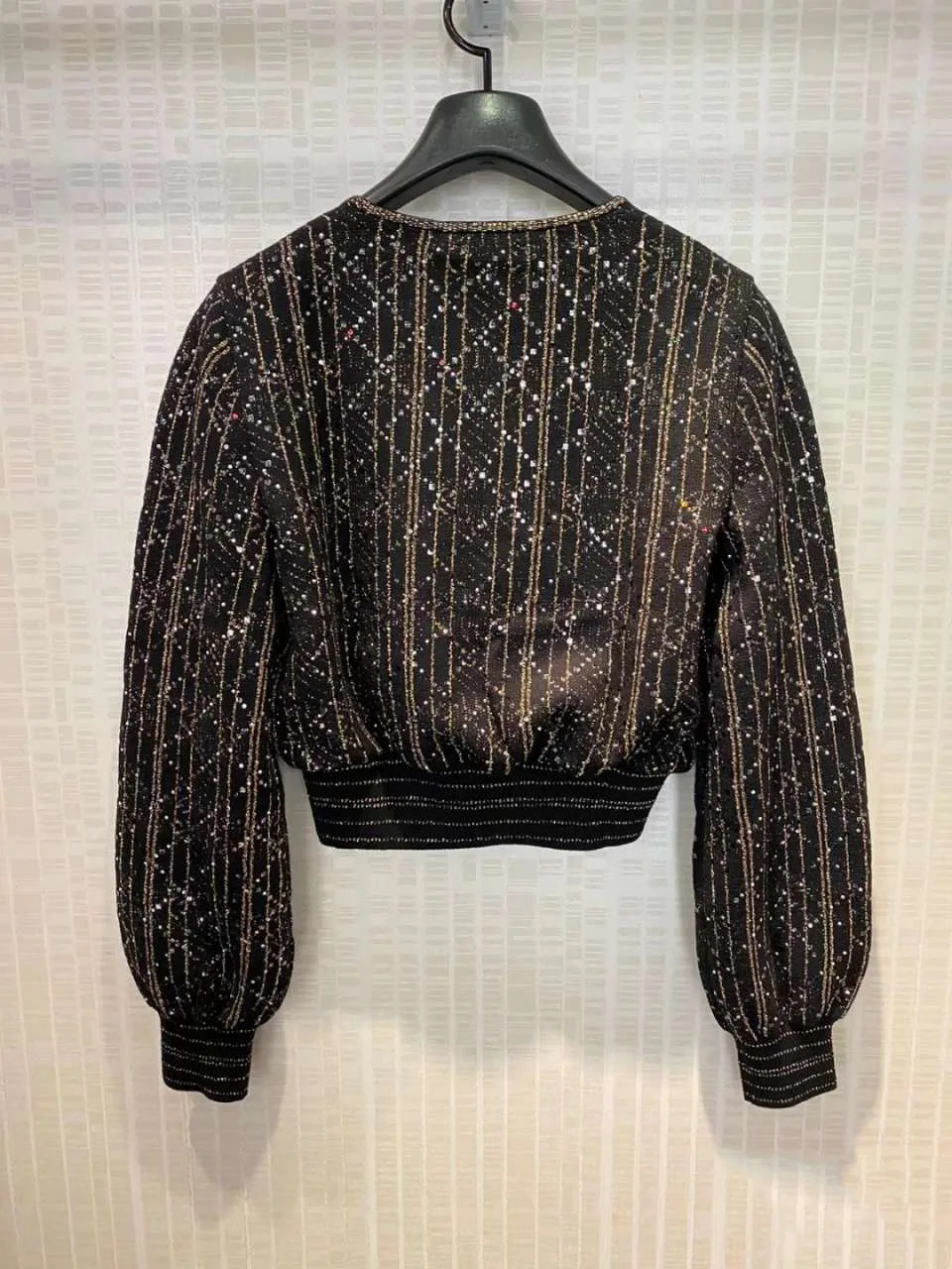 

Autumn Winter Clothes Women 2020 Runway Designers Black Sequine Knitted Sweater Women Fashion pull femme