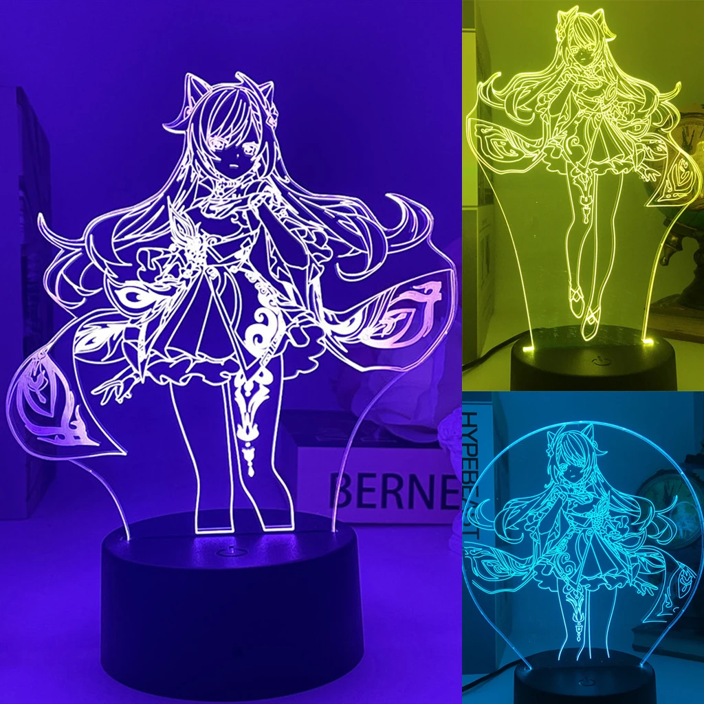 

Genshin Impact Anime Manga Figure LED Night Light 3D Novelty Illusion Desk Lamp For Indoor Bedroom Decor Indie Cool Kids Gift
