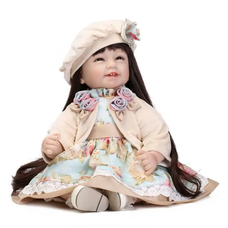 

22" Reborn Baby Girl Doll Lifelike Handmade Vinyl Toddler Long Hair Newborn Gift American Girl Doll Girls Toys