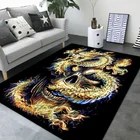 Декоративный квадратный фланелевый Мягкий 3D ковер с рисунком огня, дракона, черепа, современный домашний напольный коврик для гостиной, ковер для спальни