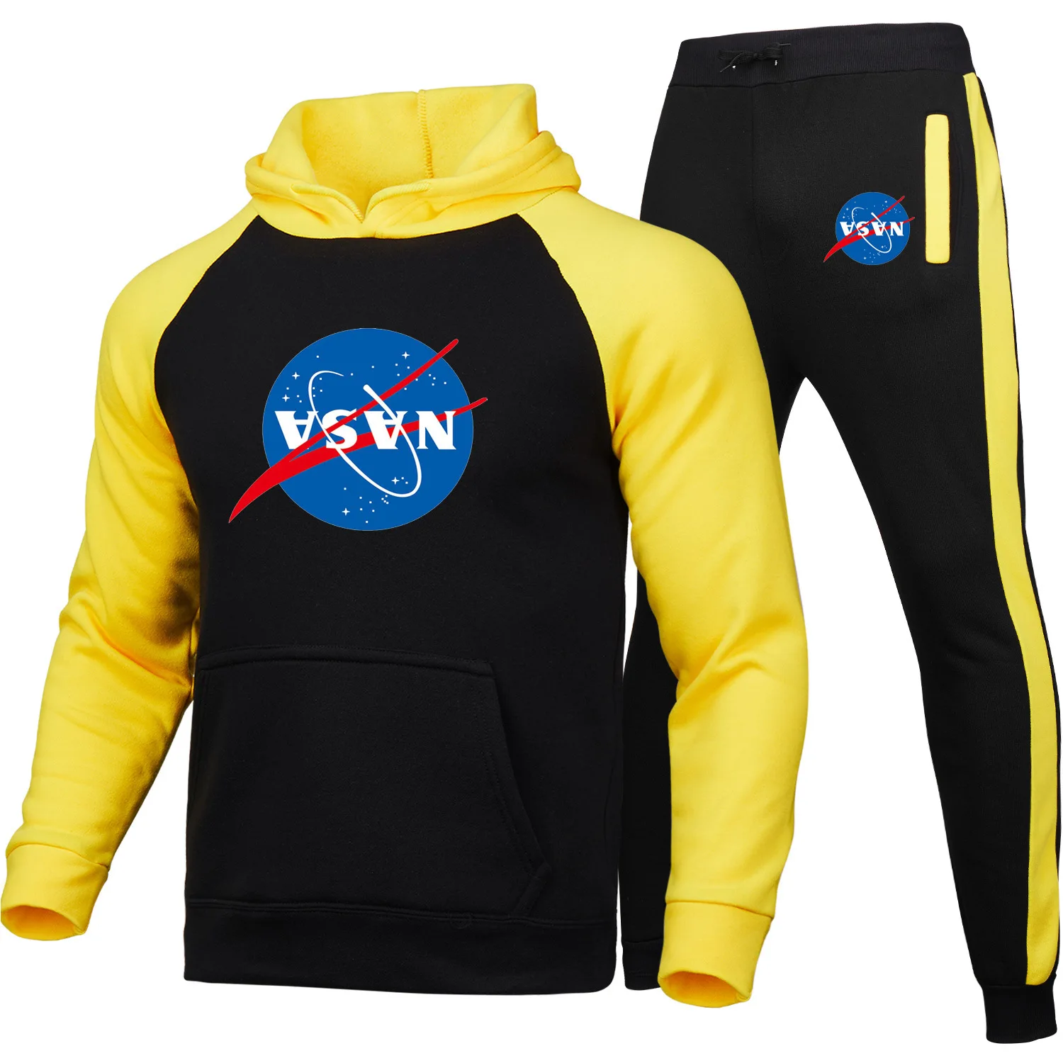 

New Men's Raglan Sleeve Sports Suit Men's Casual Print Hoodie Sweater Sweater Pants Set