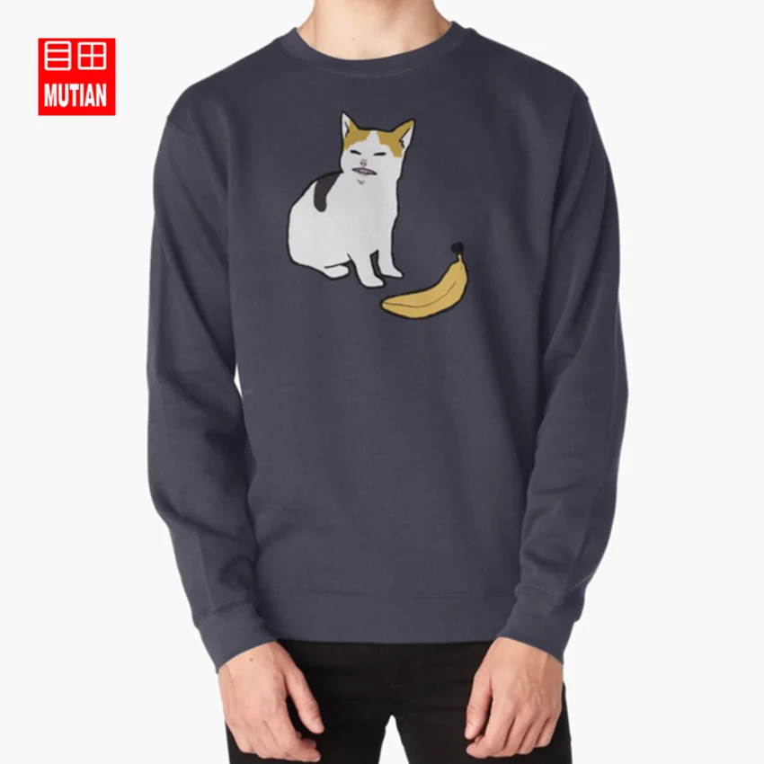 navy-sweatshirt Толстовки с капюшоном с изображением кошки без банана, толстовки с изображением кошки без банана, кошки без банана, кошки с бананом, meme он не нравится банану - Цвет: navy-sweatshirt