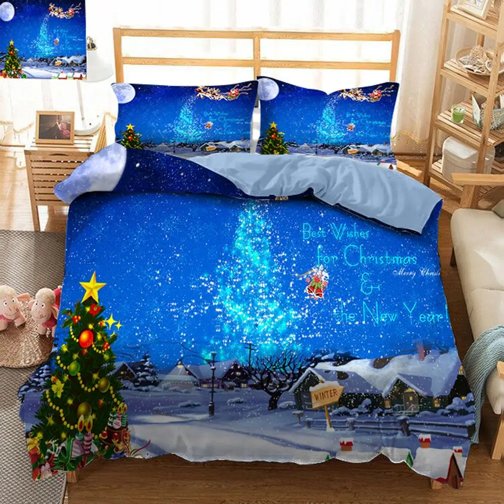 

3D BEDSHEET DUVET BED COVER PILLOWCASE DECORATION BEDDING SET HAPPY CHRISTMAS QUEEN SIZE TWIN FULL KING CALIFORNIA KING