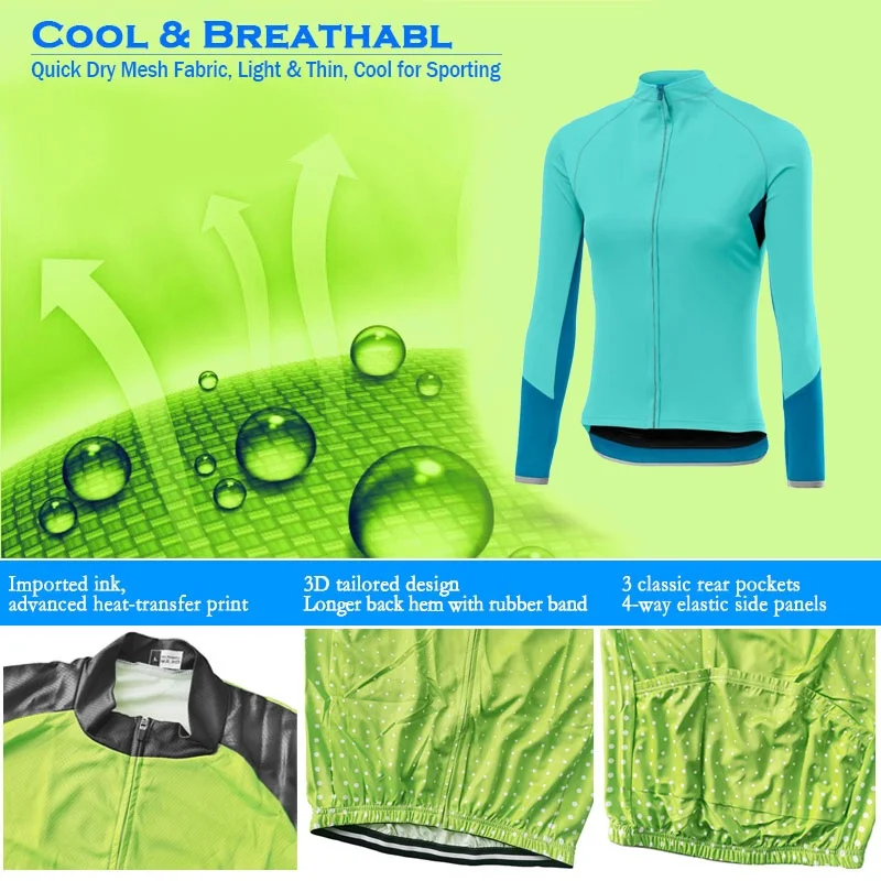 

Women Long Sleeve Cycling Jersey Bicycle Bike Clothes MTB Bib Sport Shirt Purple Motocross Mountain Road Tight Top Jacket Blue