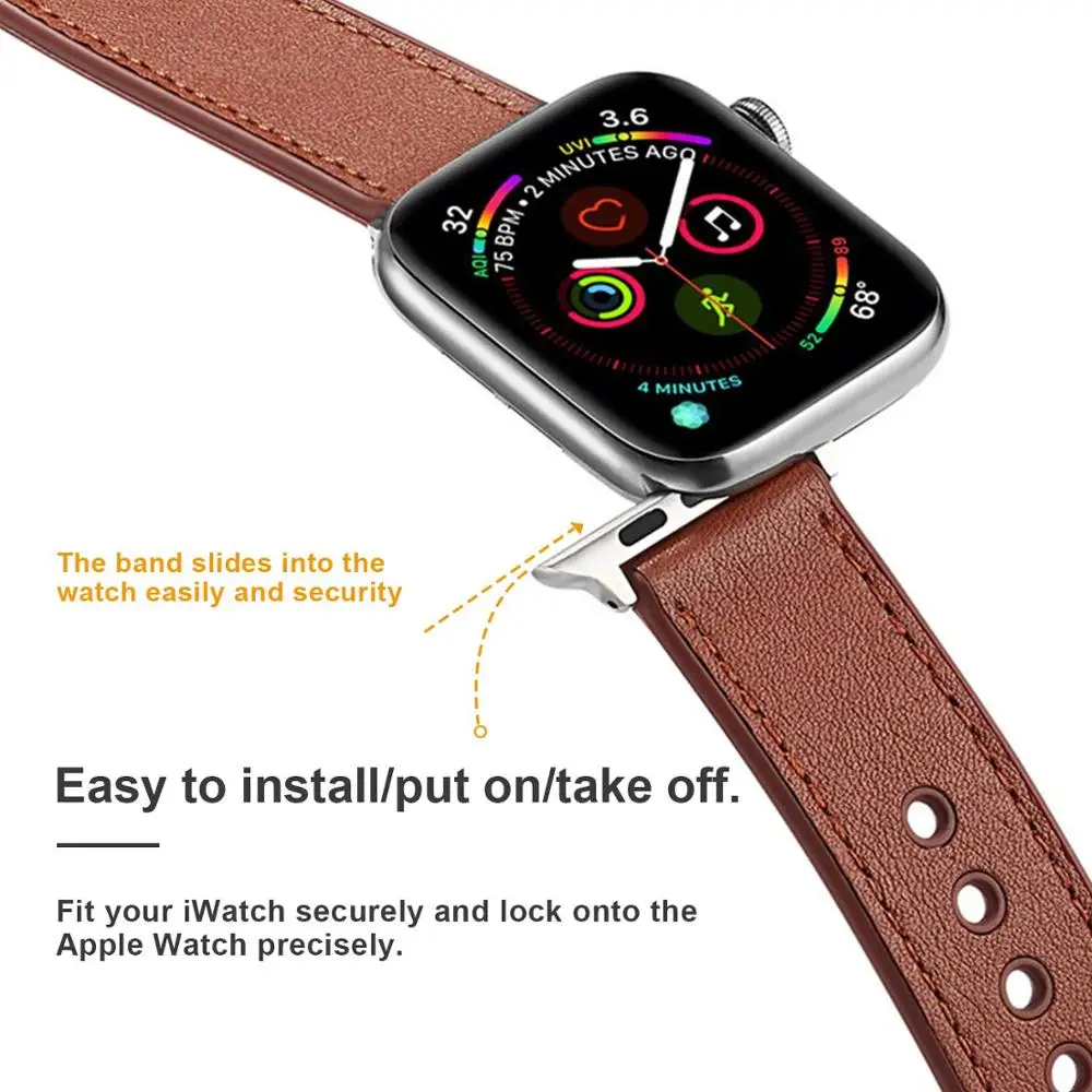 Кожаный чехол + Силиконовый ремешок для apple watch band 44 мм 40 Натуральная Кожа наручных