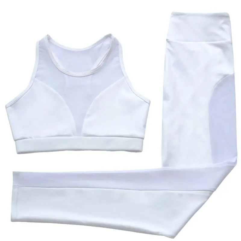 

sports suit mesh perspective stitching Without Rims Bra + Trousers Set