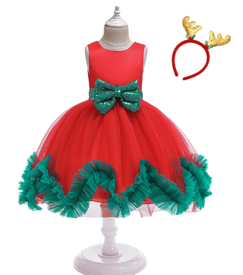 Рождественские платья для девочек карнавальный детский костюм Детские