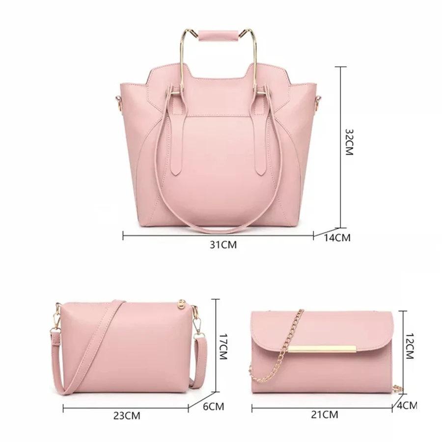 

LUKSUS Luxury Composite Bag Female 3pcs per Set Blue Red Grey Camel Leather Crossbody Bag Clutch Handbags bolsos mujer 2020