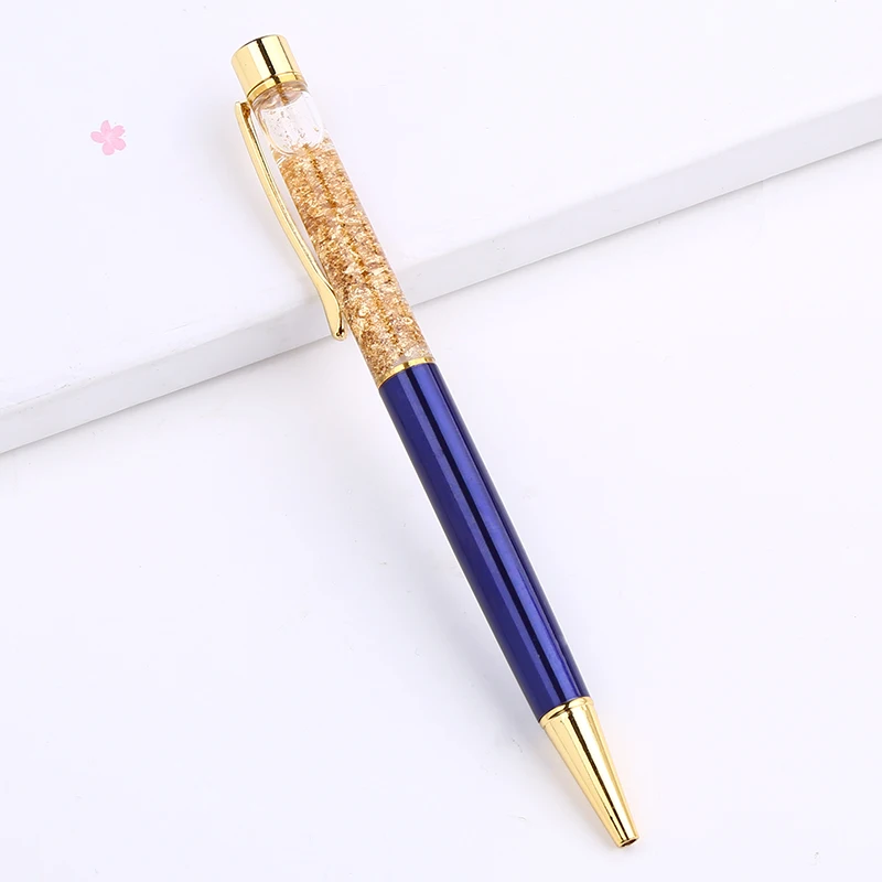 dark blue Кристальный градиент на заказ шариковая ручка с логотипом элегантный креативный роскошный золотой шар из фольги ручки офисные школьные принадлежности подарок высокое качество - Цвет: dark blue