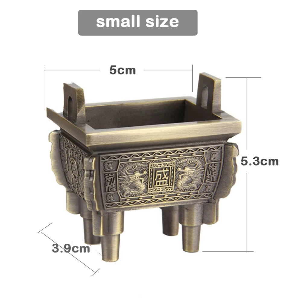 

Square Tripod Aroma Burner For Stick Incense Alloy Antique Incense Burner With Copper Incense Stick Retro Decorative Ornaments