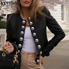 2022 VONDA женские осенне-зимние куртки с длинным рукавом Верхняя одежда повседневные однотонные офисные пальто на пуговицах элегантные пальто