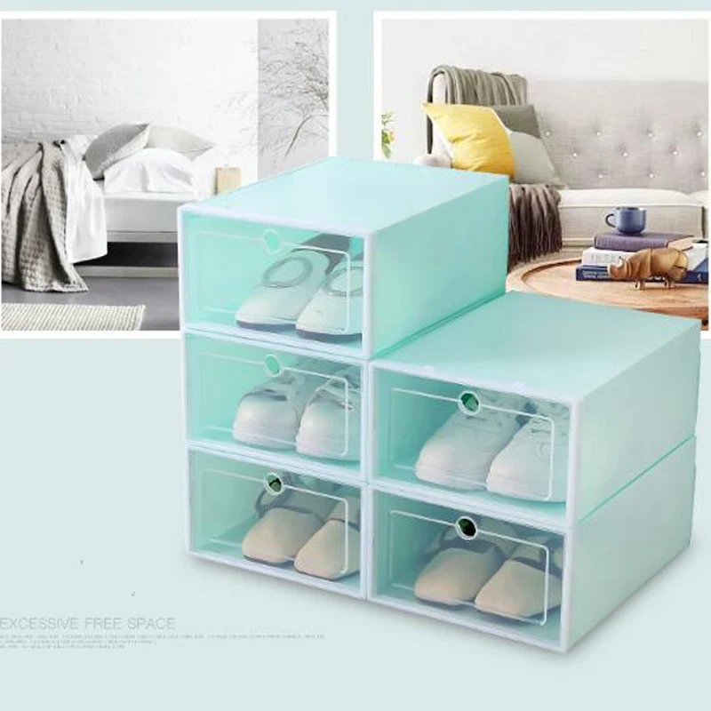 1 шт. Складная прозрачная коробка для хранения обуви Пластиковый Штабелируемый