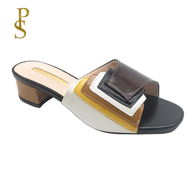 Модные и изящные разноцветные дамские тапочки в стиле пэчворк Женские шлепанцы