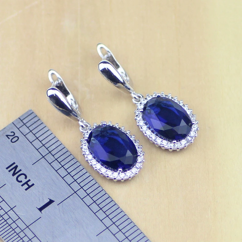 Ювелирные изделия из стерлингового серебра 925 пробы с синим фианитом Белый CZ