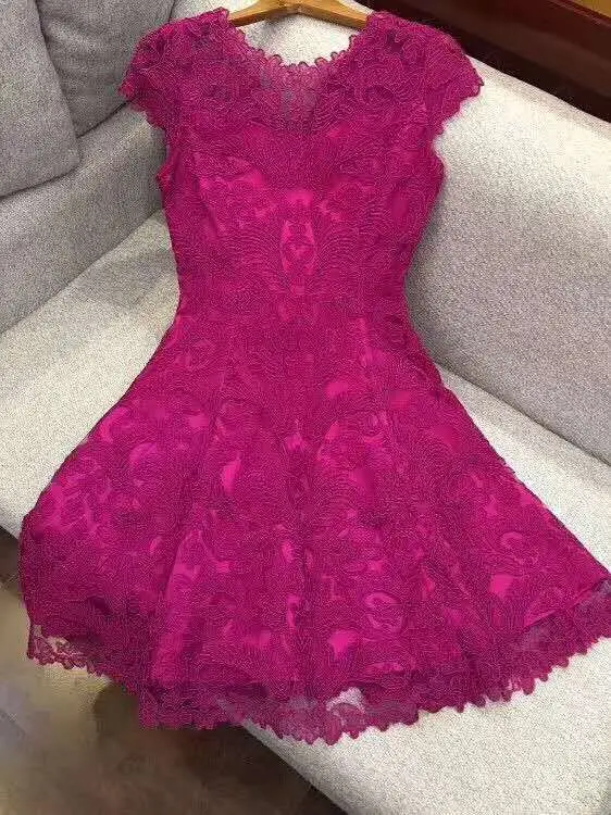 

XXXL Vestidos De Festa 2020 Spring Summer Party Event Women Allover Exquisite Embroidery Short Sleeve Big Swing Dress
