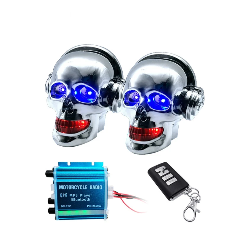 

Motorcycle Audio 12V Cool Helmet Waterproof Woofer Bluetooth Skull Riding MP3 Player Support Call FM High and Low Sound Speaker