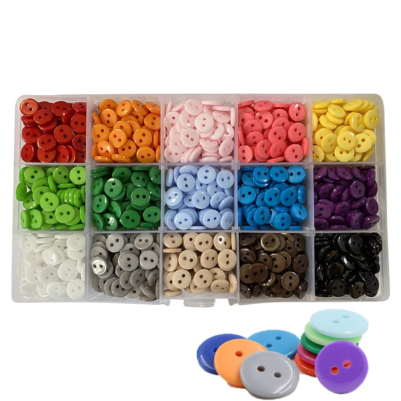 

750/1500 шт 9 мм красочные смолы два глаза пластиковые швейные кнопки, коробка для хранения для шитья ремесел скрапбукинга и DIY Орнамент Ручной Р...