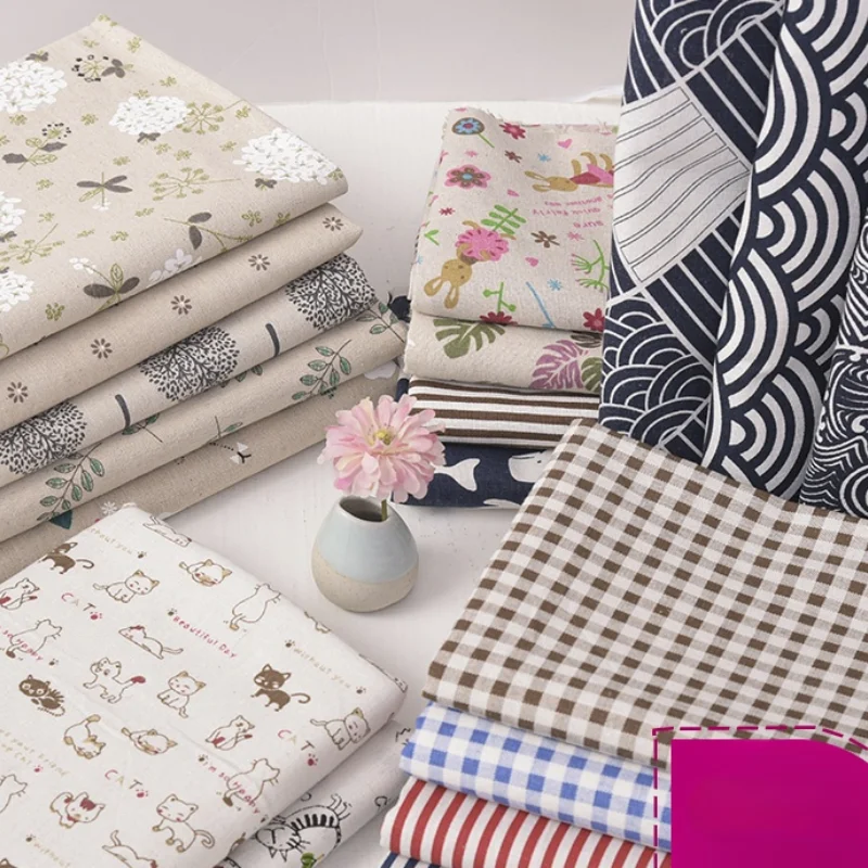 Цветочная хлопковая льняная ткань в клетку для дивана занавески скатерть