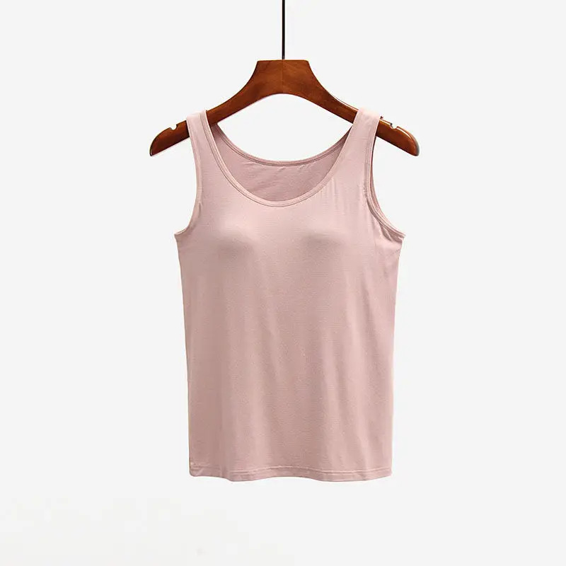Women 2020 New Fashion New Padded Bra Tank Top Female Model Spaghetti Solid Cami Top Vest Ladies Built In Bra G05