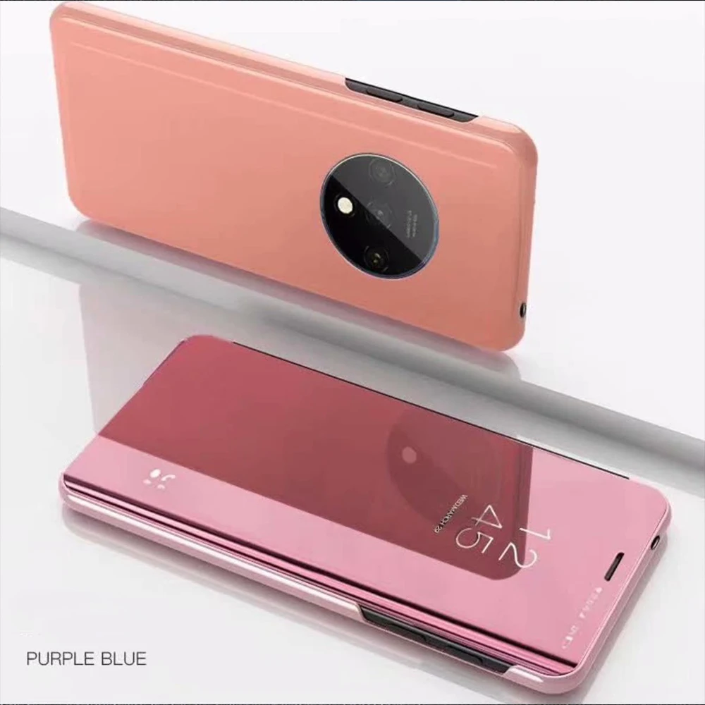 Чехол для Oneplus 7 T, чехол для Oneplus 7 Pro, зеркальный умный флип-чехол, прозрачный вид из искусственной кожи, чехол для Oneplus 7T 1+ 7T 7 Pro, чехол
