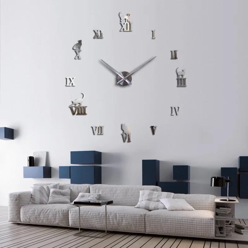 ivory Стильные Простые Акриловые зеркальные часы для гостиной DIY большие настенные часы настенные наклейки 3D часы креативные настенные часы украшения для дома - Цвет: ivory