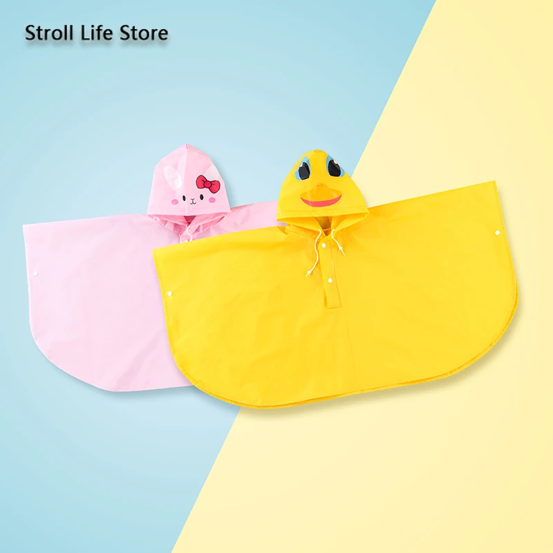 Дождевик детский желтый с мультяшным рисунком пончо от дождя для девочек и