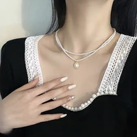 new elegant baroque collar planet choker double layer pearl necklace for women girls wedding vintage gifts party jewelry