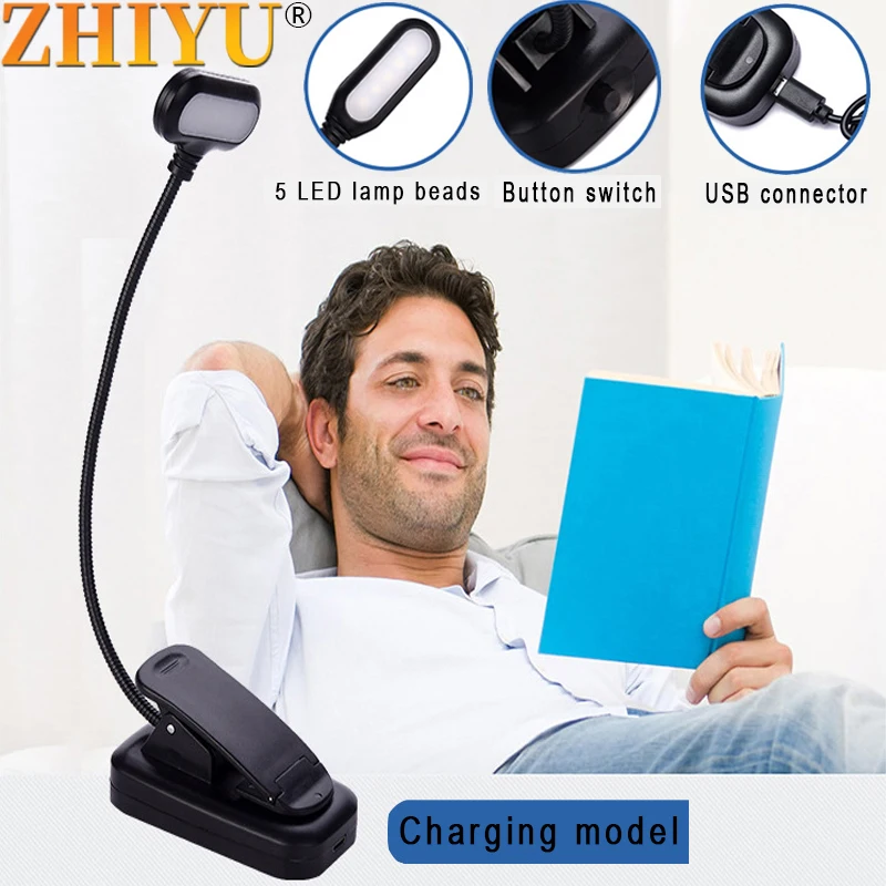 

USB Power Supply Desk Lamp USB Rechargeable Led Mini Book Clip Table Lamp Flexible Eye Protection Reading Lights Bedsite Light
