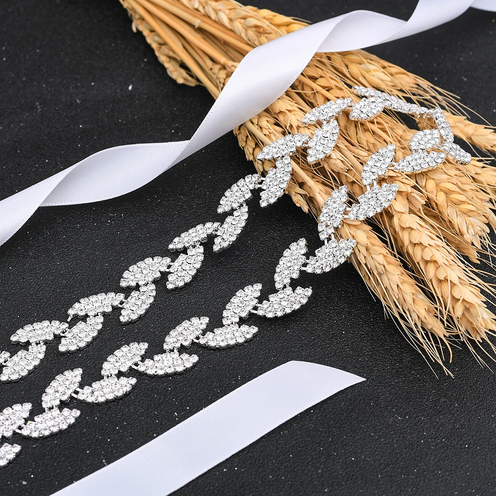 

TRiXY S198-S Wedding Belts for Women Bridal Sash Silver Leaf Belt Wedding Dress Accessories Bride Waist Wedding Sash Bridal
