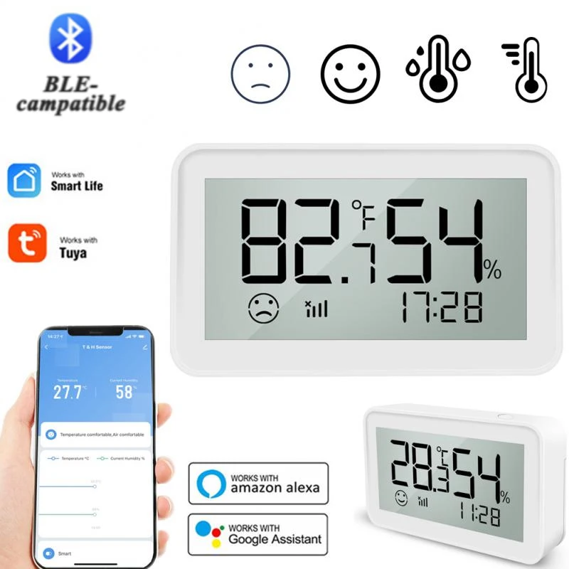 

Датчик температуры и влажности Tuya Smart Life, комнатный гигрометр, термометр с ЖК-дисплеем, поддержка Alexa Google Home