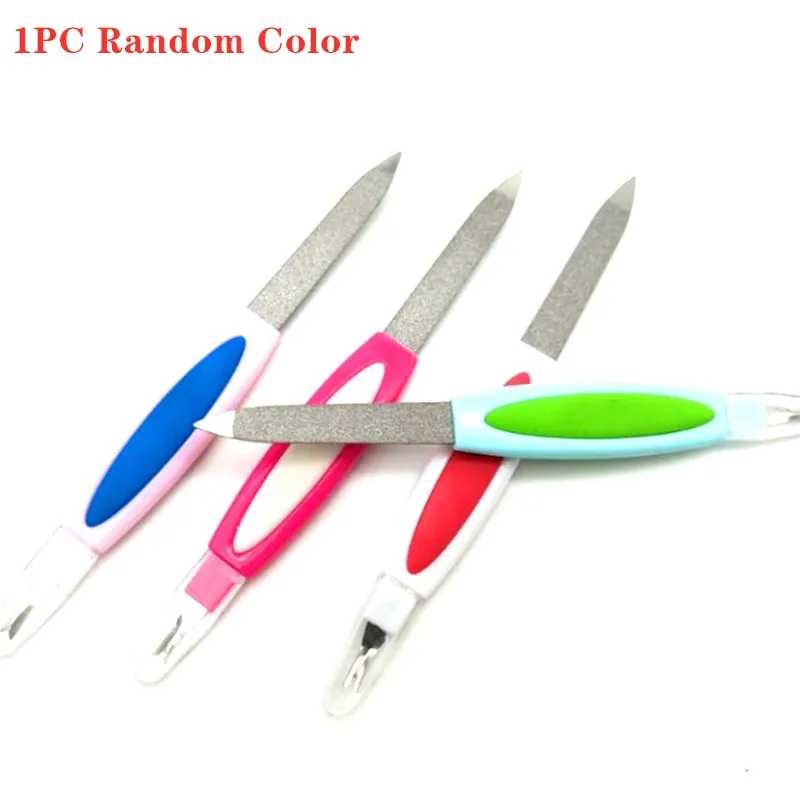 1PC Random Color 1 шт. Многофункциональный нержавеющий пилочка для ногтей, двусторонний шлифовальный стержень, маникюрный скраб для педикюра, ногтей, инструмент для кутикулы - Цвет: 1PC Random Color