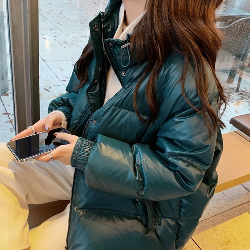 Женская парка на белом утином пуху с воротником-стойкой | одежда